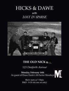 Hicks & Dawe at the Old Nick, M Factor Mondays with Elana Harte